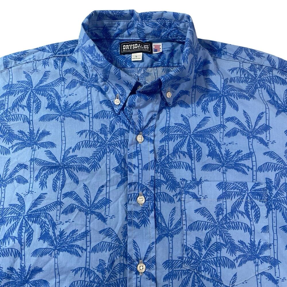 Drysdales‎ Vintage Tropical Print Button Down Shirt Mens L Short Sleeve Cotton